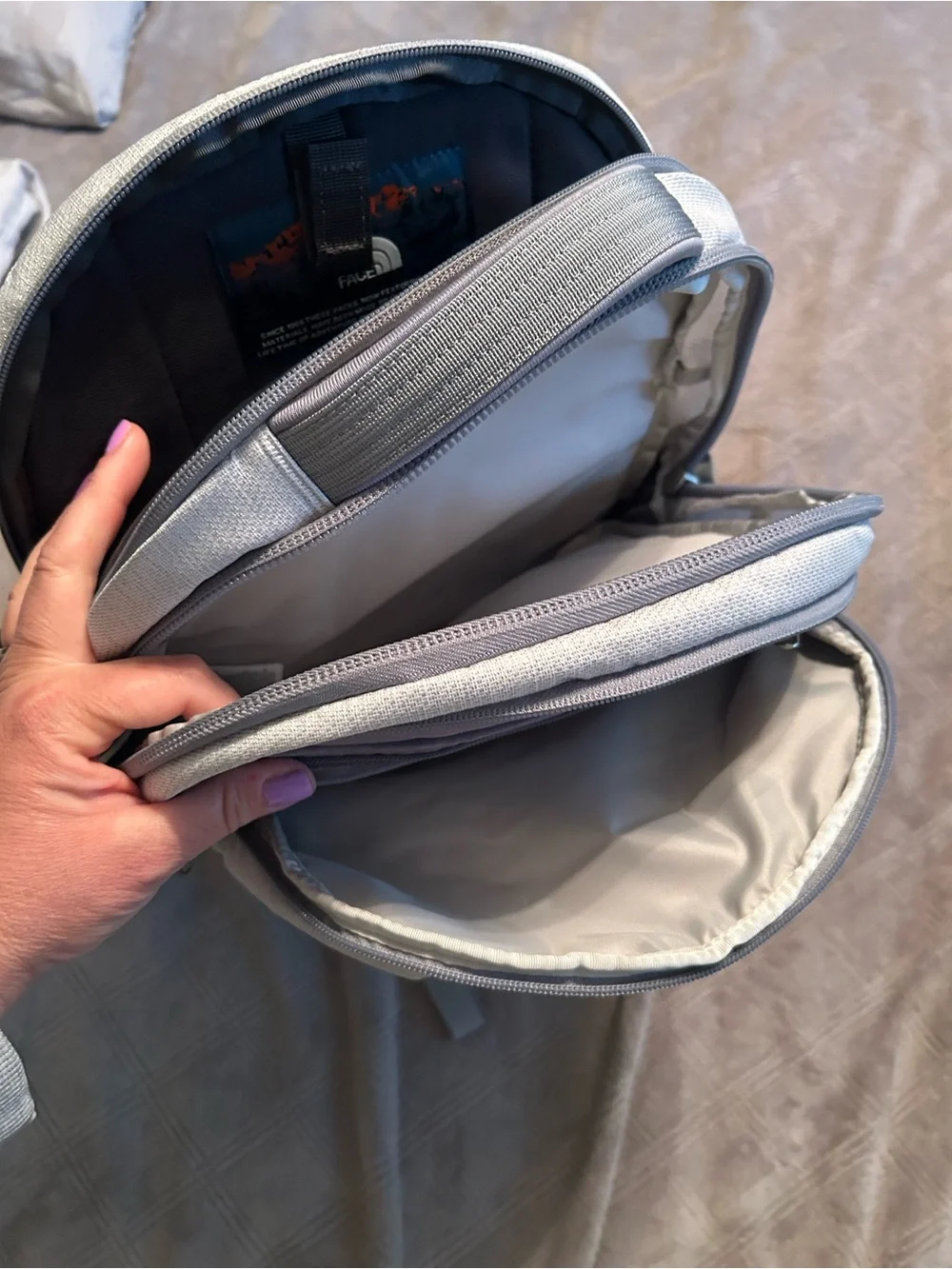 The North Face Borealis Light Gray and Charcoal Backpack - Picture 13 of 14